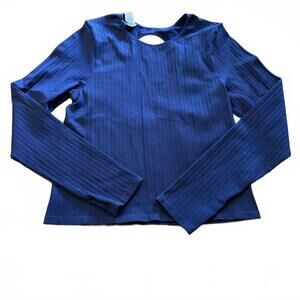 Victoria's Secret PINK Navy Blue Long Sleeve Athleisure Top XXL Stretch Comfort